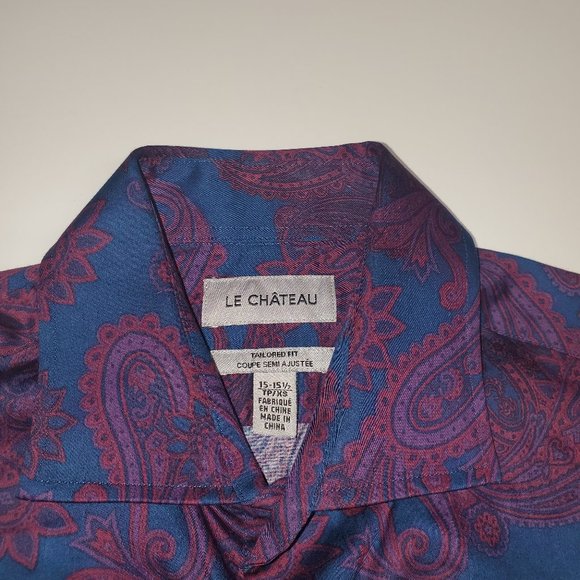 Le Chateau Blue & Purple Button Shirt (XS)15 -15 1/2 New Without Tags - Picture 2 of 6